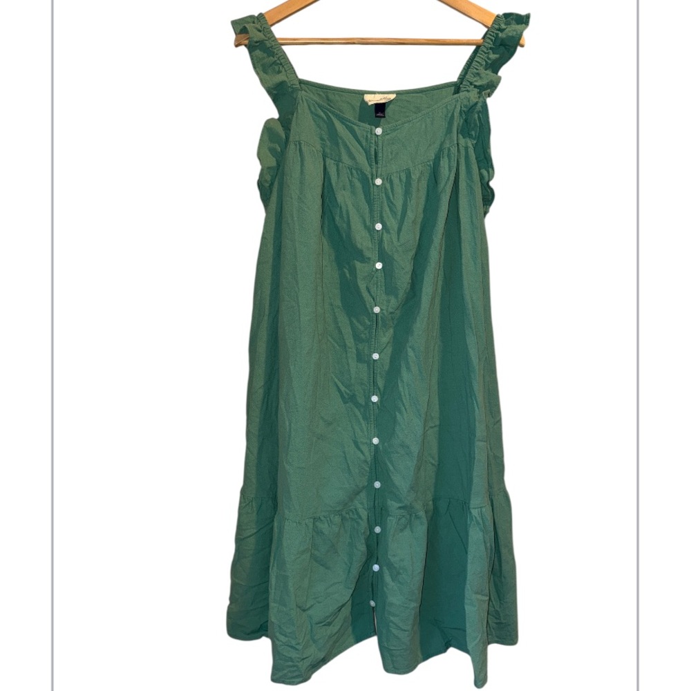 Universal Thread dress Green Sleeveless ruffled button down 1x like new